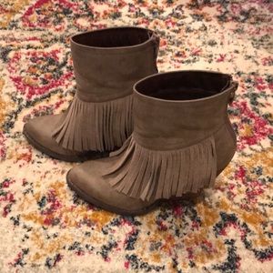 Very Volatile Fringe Booties